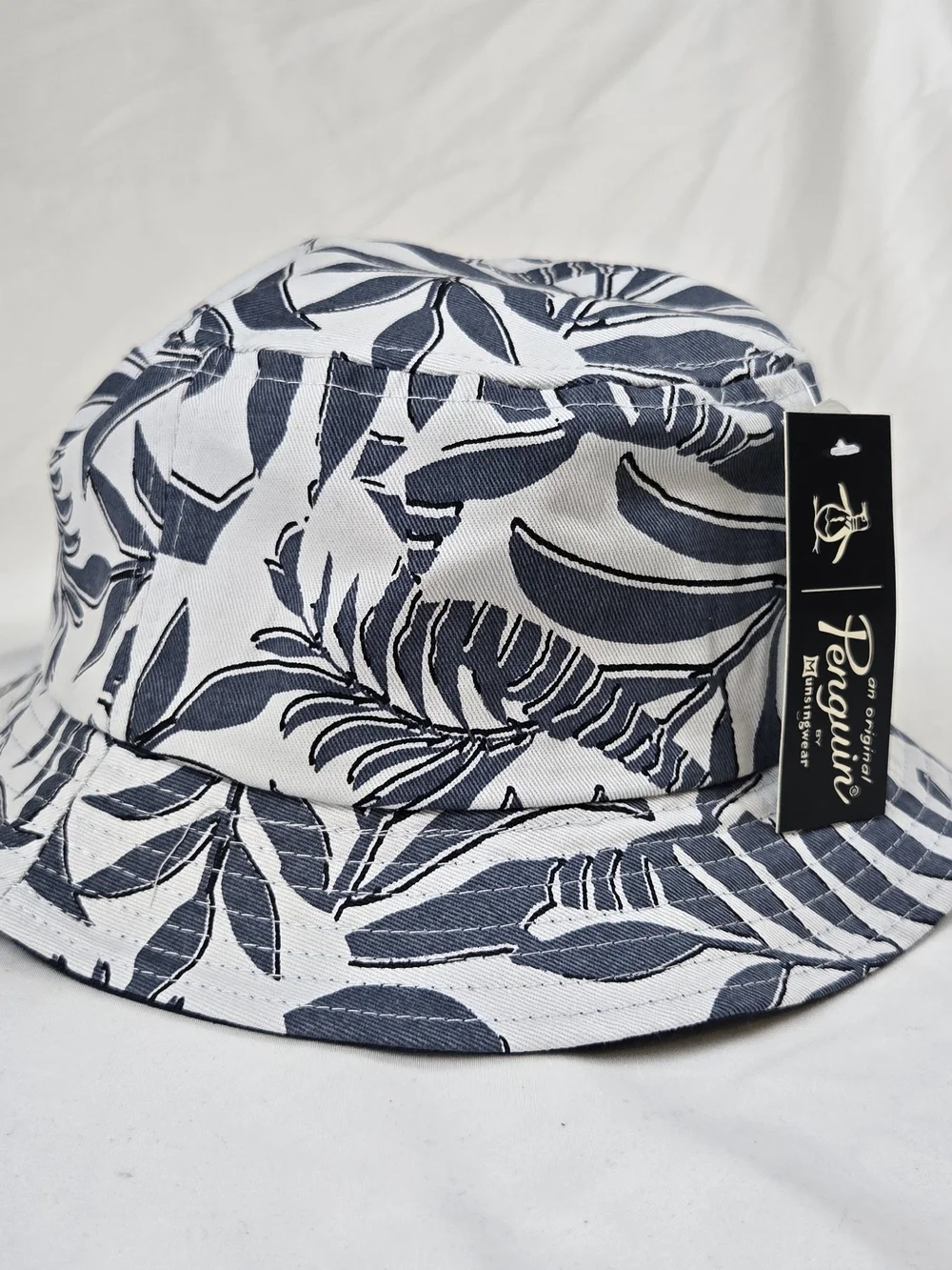 Original Penguin Navy & White Tropical Leaf Bucket Hat
